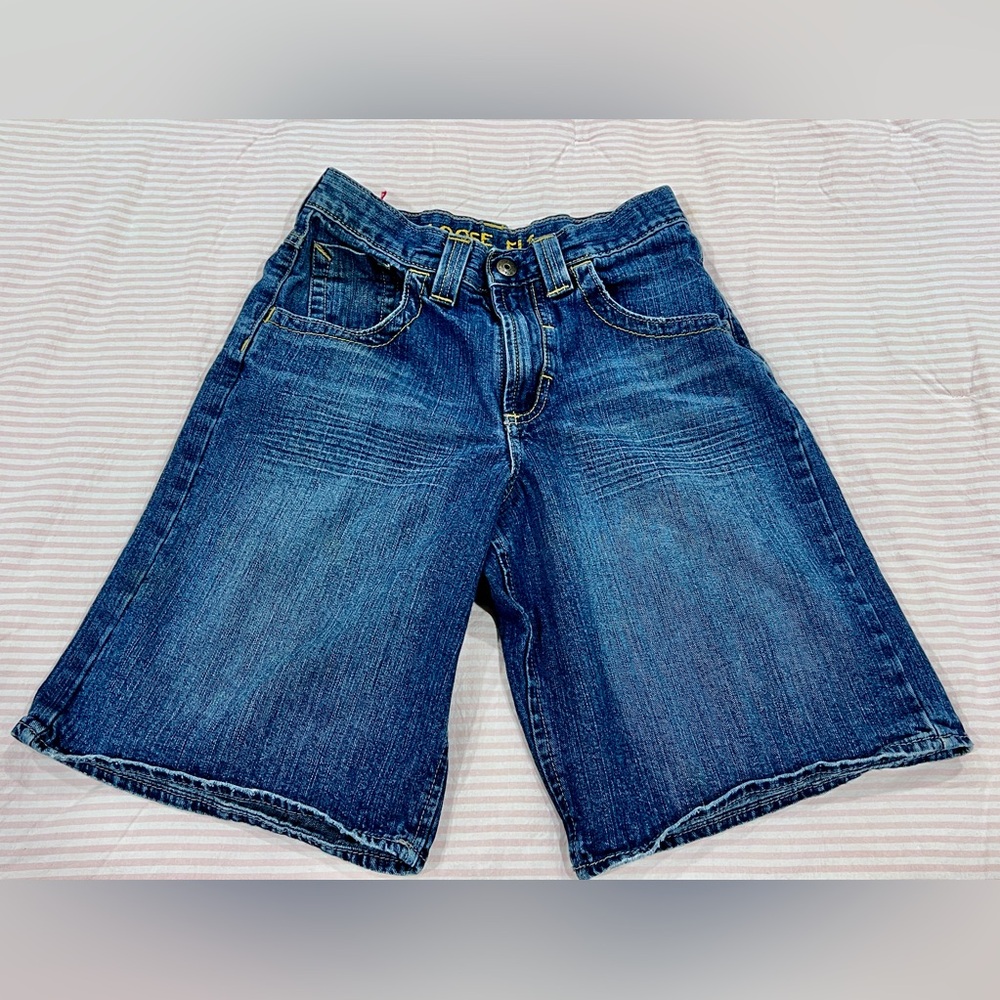 Classic Blue Denim Shorts with Faded Wash